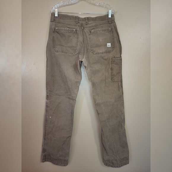 Eddie Bauer Mens Canvas Work Jeans Size 34 x 34 Beige Straight Leg - Picture 9 of 11